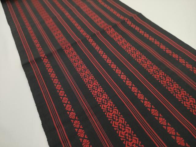 平和屋着物◎本場筑前博多織　八寸名古屋帯　献上　黒地　正絹　逸品　AABM5831ma