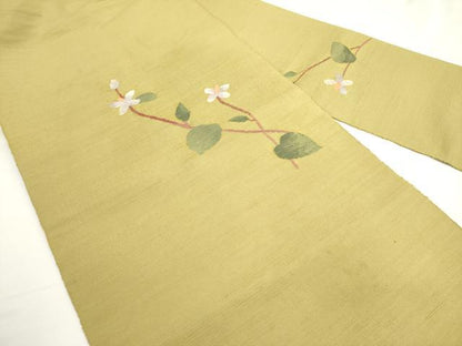 平和屋着物◎八寸名古屋帯　紬地　すくい織　草花文　正絹　逸品　AABM5840ma