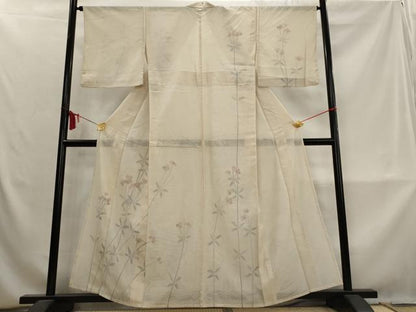 平和屋着物▽訪問着　無双　紗袷　紗×紗　草花文　正絹　逸品　AABM5941st
