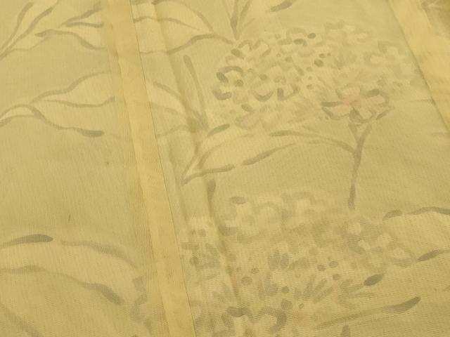 平和屋着物▽訪問着　無双　紗袷　紗×絽　手描き　草花文　正絹　逸品　AABM5942st