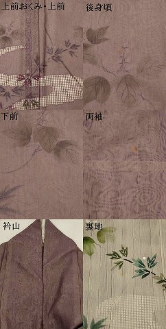 平和屋着物▽訪問着　無双　紗袷　紗×紗　流水枝葉文　正絹　逸品　AABM6037st