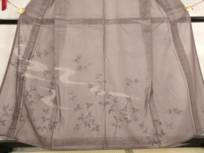 平和屋着物▽訪問着　無双　紗袷　紗×紗　流水枝葉文　正絹　逸品　AABM6037st