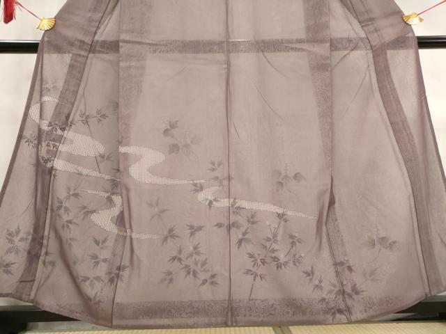 平和屋着物▽訪問着　無双　紗袷　紗×紗　流水枝葉文　正絹　逸品　AABM6037st