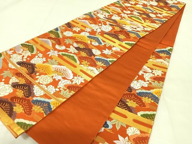 平和屋着物◎六通柄袋帯　唐織　梅松文　金糸　正絹　逸品　AABM6087dk