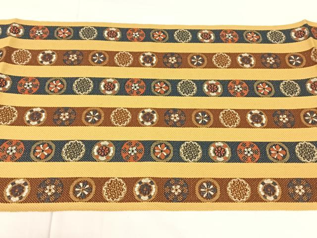 平和屋着物◎本場筑前博多織　八寸名古屋帯　花丸間道　金糸　正絹　逸品　AABM6094dk