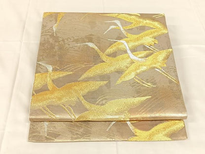 平和屋着物◎六通柄袋帯　飛鶴文　金銀糸　正絹　逸品　AABM6124dk
