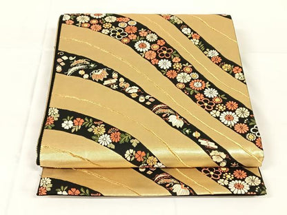 平和屋着物◎六通柄袋帯　唐織　道長花文　金糸　鈴乃屋扱い　正絹　逸品　AABM6132dk