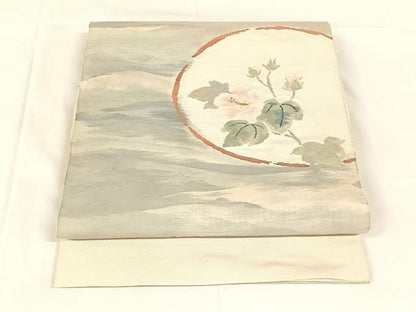 平和屋着物◎太鼓柄袋帯　すくい織　枝花文　金糸　正絹　逸品　AABM6133dk