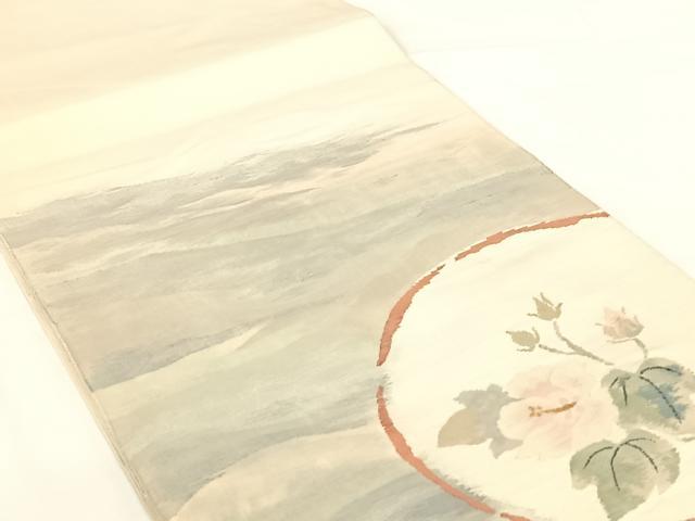 平和屋着物◎太鼓柄袋帯　すくい織　枝花文　金糸　正絹　逸品　AABM6133dk