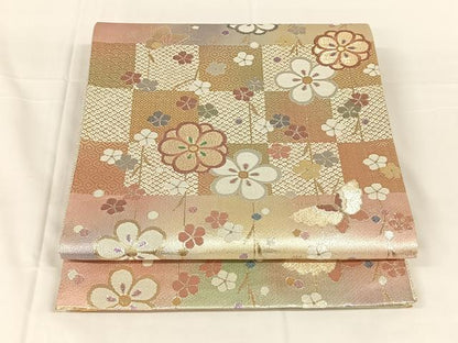 平和屋着物◎佐賀錦　六通柄袋帯　枝垂れ桜舞蝶文　金銀糸　正絹　逸品　AABM6136dk