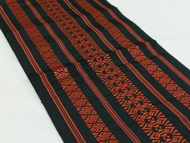 平和屋着物◎博多織　八寸名古屋帯　献上　黒地　AABM6160dk