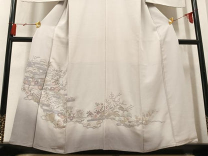 平和屋着物●中国三大刺繍　スワトウ刺繍　汕頭刺繍　総刺繍　訪問着　風景草花文　暈し染め　正絹　逸品　AABM6161ph
