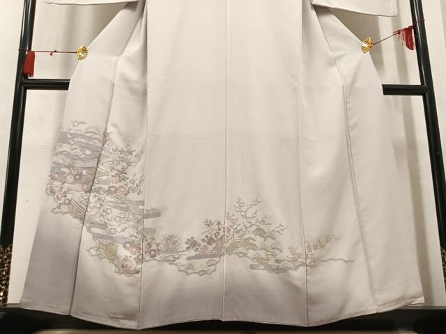 平和屋着物●中国三大刺繍　スワトウ刺繍　汕頭刺繍　総刺繍　訪問着　風景草花文　暈し染め　正絹　逸品　AABM6161ph
