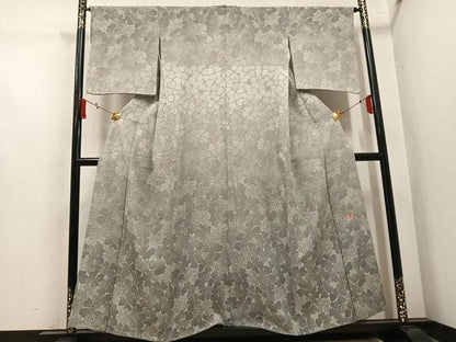 平和屋着物●蒔絵友禅　伝統工芸士　水谷滉　訪問着　四つ葉のクローバー　たたき染め　金彩　正絹　逸品　AABM6173ph