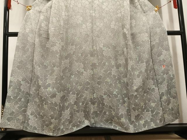 平和屋着物●蒔絵友禅　伝統工芸士　水谷滉　訪問着　四つ葉のクローバー　たたき染め　金彩　正絹　逸品　AABM6173ph