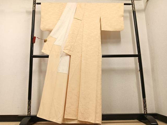 平和屋着物●上質な色無地　立波地紋　蜂蜜色　正絹　逸品　AABM6178ph