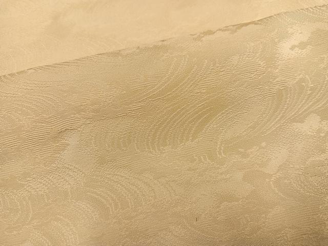 平和屋着物●上質な色無地　立波地紋　蜂蜜色　正絹　逸品　AABM6178ph