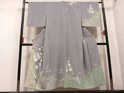 平和屋着物●訪問着　友禅　作家物　草花文　正絹　逸品　AABM6183ph