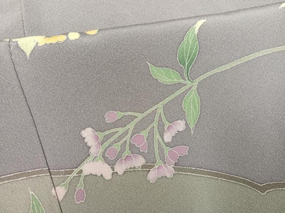 平和屋着物●訪問着　友禅　作家物　草花文　正絹　逸品　AABM6183ph