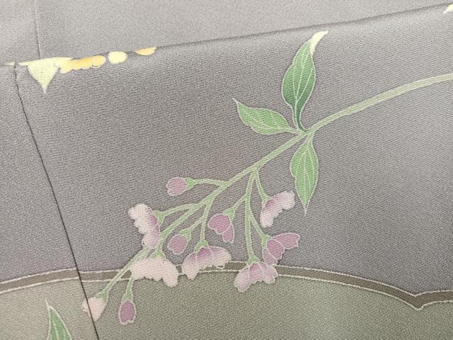 平和屋着物●訪問着　友禅　作家物　草花文　正絹　逸品　AABM6183ph