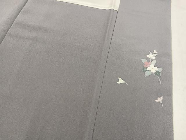 平和屋着物●訪問着　友禅　作家物　草花文　正絹　逸品　AABM6183ph