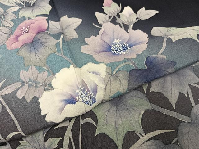 平和屋着物●巨匠　前田華清　手描き　訪問着　枝花文　暈し染め　正絹　逸品　AABM6184ph
