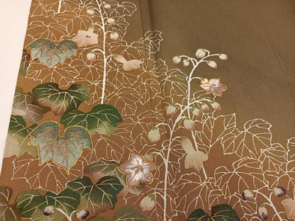 平和屋着物●ファッションデザイナー 花井幸子　訪問着　駒刺繍　草花文　暈し染め　金彩　正絹　逸品　AABM6186ph