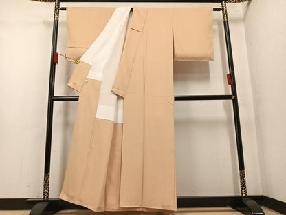 平和屋着物●上質な色無地　丁子色　正絹　逸品　AABM6191ph