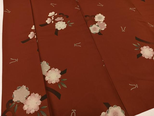 平和屋着物●撫松庵　小紋　桜　梅　綿　洗える着物　AABM6203ph