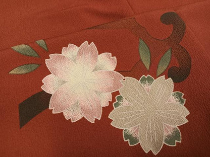 平和屋着物●撫松庵　小紋　桜　梅　綿　洗える着物　AABM6203ph