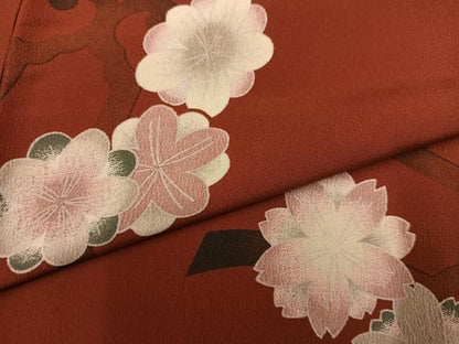 平和屋着物●撫松庵　小紋　桜　梅　綿　洗える着物　AABM6203ph