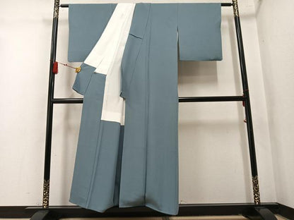 平和屋着物●上質な色無地　彩りかさね　豆がら茶色　丹後ちりめん　反端付き　正絹　逸品　AABM6204ph