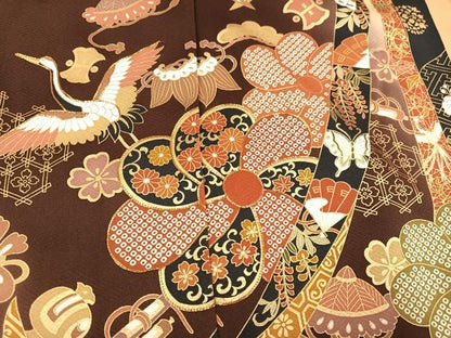 平和屋着物●豪華振袖　駒刺繍　飛鶴草花宝尽くし　暈し染め　金彩　仮絵羽　逸品　未使用　AABM6206ph