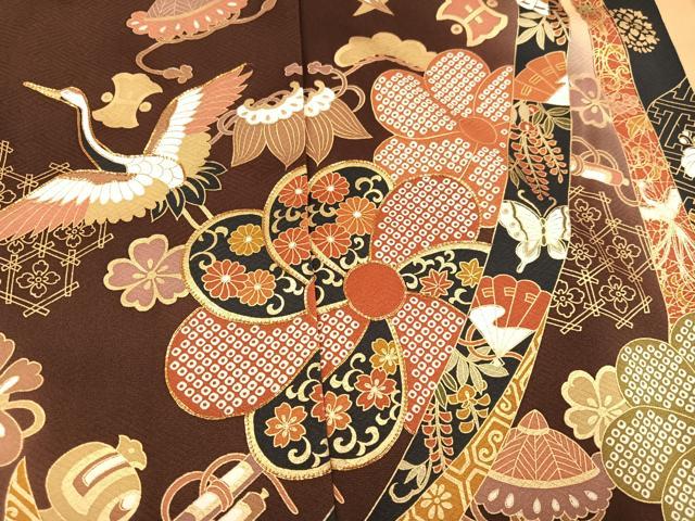 平和屋着物●豪華振袖　駒刺繍　飛鶴草花宝尽くし　暈し染め　金彩　仮絵羽　逸品　未使用　AABM6206ph