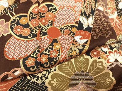 平和屋着物●豪華振袖　駒刺繍　飛鶴草花宝尽くし　暈し染め　金彩　仮絵羽　逸品　未使用　AABM6206ph