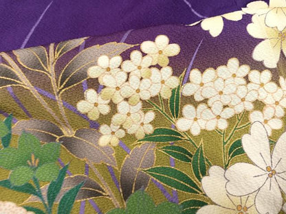 平和屋着物●豪華振袖　草花文　暈し染め　金彩　ロング丈　正絹　逸品　AABM6219ph
