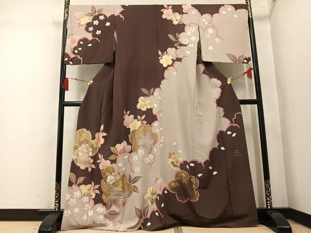平和屋着物●ファッションブランド hiromichi nakano ヒロミチナカノ 中国三大刺繍 相良刺繍 訪問着 舞桜文 金彩 正絹 逸品 AABM6220ph