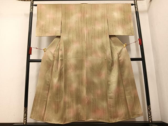 平和屋着物●上質な小紋　草木地紋　暈し染め　正絹　逸品　AABM6221ph