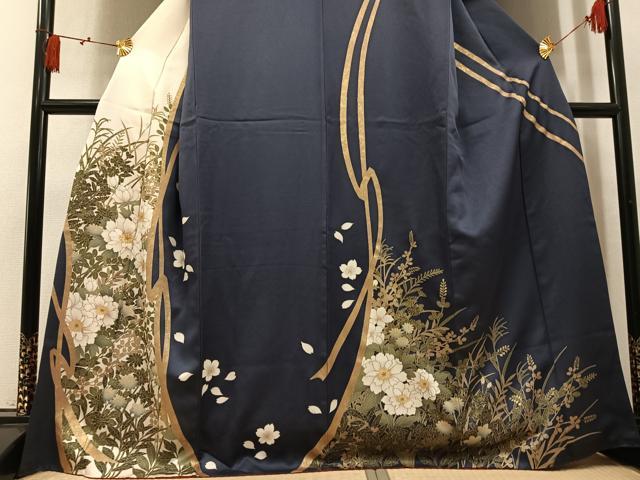 平和屋着物●訪問着　刺繍　草花文　金彩　正絹　逸品　AABM6235ph