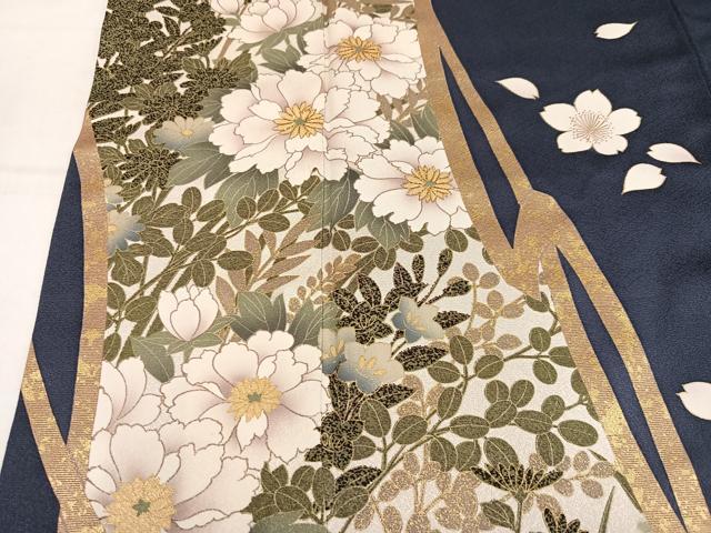 平和屋着物●訪問着　刺繍　草花文　金彩　正絹　逸品　AABM6235ph