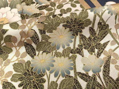 平和屋着物●訪問着　刺繍　草花文　金彩　正絹　逸品　AABM6235ph