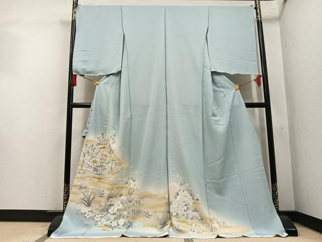 平和屋着物●色留訪問着　草花文　暈し染め　金彩　仮絵羽　正絹　逸品　未使用　AABM6236ph