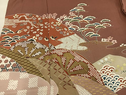 平和屋着物●色留訪問着　作家物　堅牢染　片輪車飛鳥草花文　金彩　上代31万　金彩　仮絵羽　正絹　逸品　未使用　AABM6240ph