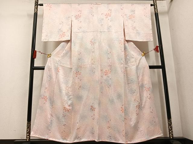 平和屋着物●上質な小紋　総絞り　更紗文　暈し染め　正絹　逸品　未使用　AABM6244ph
