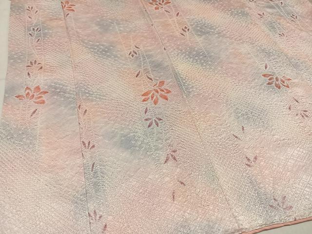 平和屋着物●上質な小紋　総絞り　更紗文　暈し染め　正絹　逸品　未使用　AABM6244ph