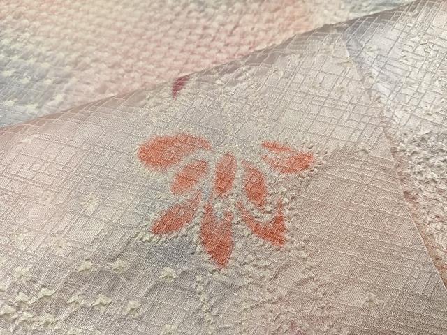平和屋着物●上質な小紋　総絞り　更紗文　暈し染め　正絹　逸品　未使用　AABM6244ph