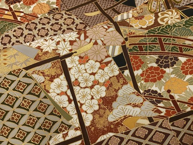 平和屋着物●豪華黒留袖　駒刺繍　誰が袖花文　金彩　正絹　逸品　AABM6247ph