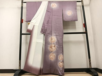 平和屋着物●訪問着　刺繍　草花丸文　暈し染め　正絹　逸品　AABM6248ph