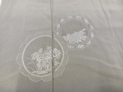 平和屋着物●中国三大刺繍　スワトウ刺繍　汕頭刺繍　総刺繍　訪問着　草花丸文　暈し染め　正絹　逸品　未使用　AABM6251ph