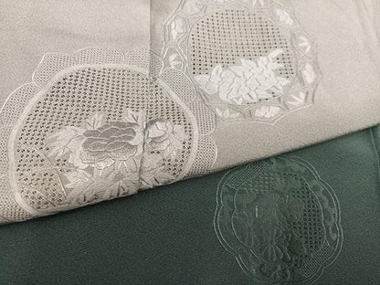 平和屋着物●中国三大刺繍　スワトウ刺繍　汕頭刺繍　総刺繍　訪問着　草花丸文　暈し染め　正絹　逸品　未使用　AABM6251ph
